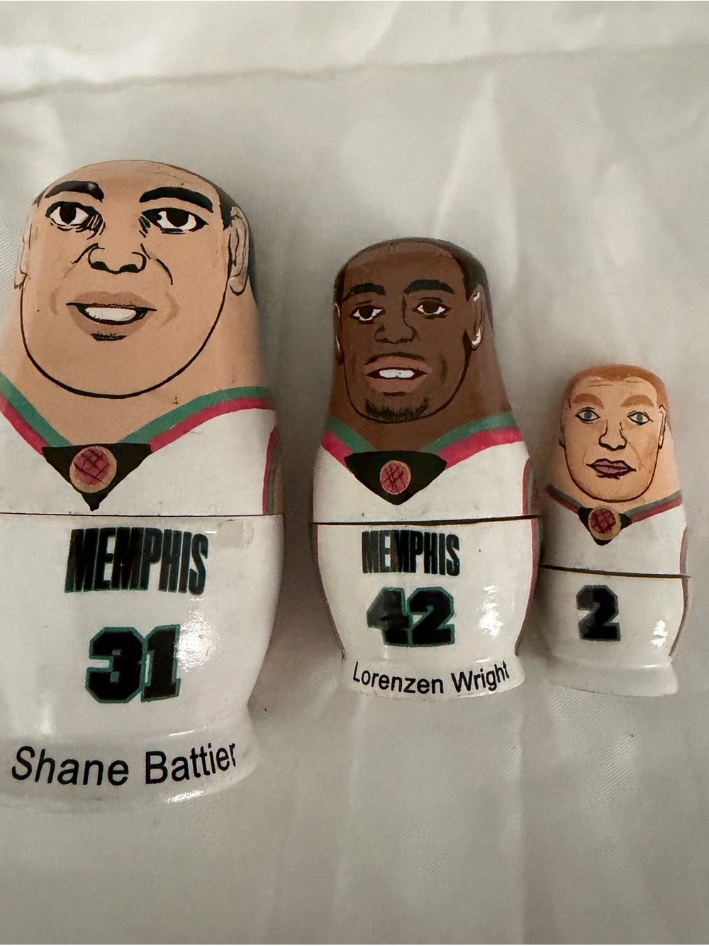 Memphis Basketball Nesting Dolls - White/Teal Accents